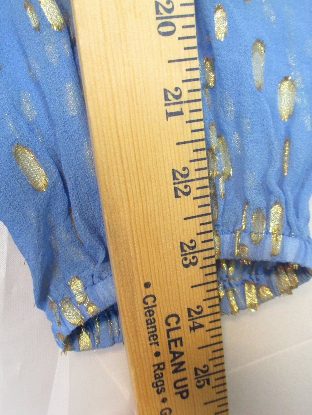 Lilly Pulitzer Colby Silk Blend Gold Metallic Dot V-Neck Blouse Sheer Blue Sz M - Picture 7 of 9